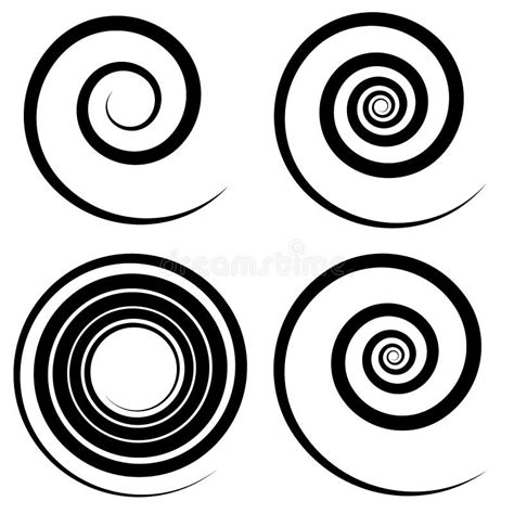 Set Of 4 Spiral Shape Spiral Design Elements Stock Vector