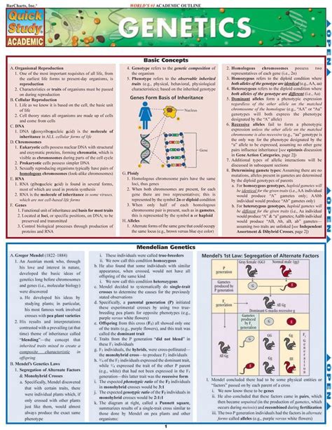 Quickstudy Genetics Laminated Study Guide Biology Lessons Basic