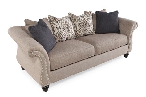 Traditional Nailhead Accented 93 Sofa In Stone Gray Mathis Brothers