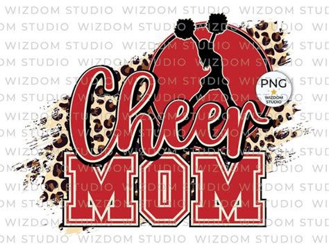 Cheer Mom PNG Image Red Cheer Leopard Background Design Etsy