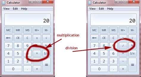Where Are The Multiplication And Divide Symbols In Windows 7 Calculator
