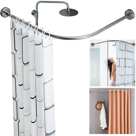 Buy Bcxgs Curved Shower Curtain Rail Bar L Shape No Drilling Extendable Bathroom Bathtub Bath