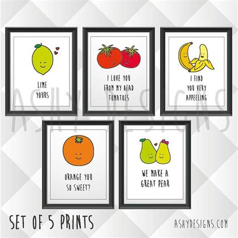Set Of Fruit Veggie Quotes Funny Puns For Boyfriend Etsy