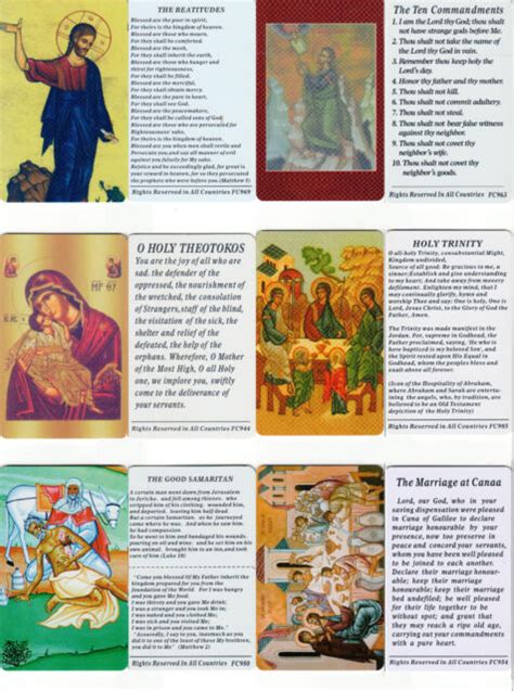 Orthodox Icon Prayer Card Beatitudes 22 X 34 Durable Plastic
