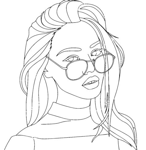 Printable Coloring Page Girl Portrait And Clothes Colouring