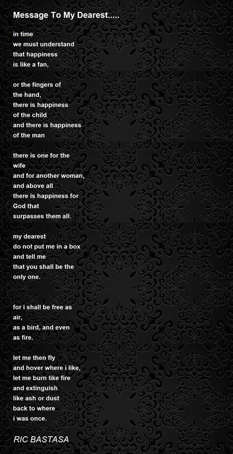 Message To My Dearest Poem By Ric Bastasa Poem Hunter