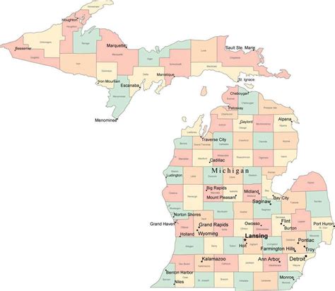 World Maps Library Complete Resources Michigan County Maps With Cities