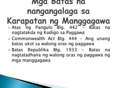 Ano Ano Ang Mga Batas Na Nangangalaga Sa Karapatan Ng