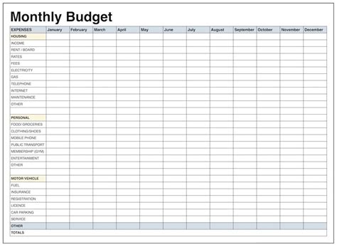 Free Monthly Spreadsheet Templates Template Calendar Design