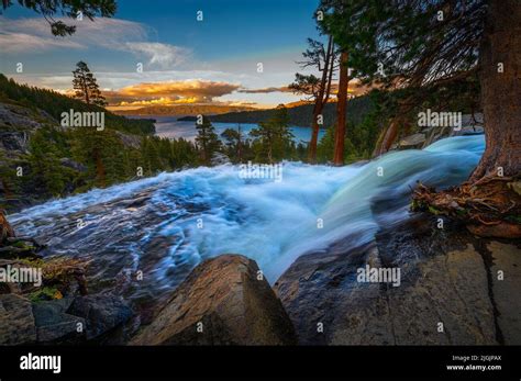 Sunset Above Lower Eagle Falls And Emerald Bay Lake Tahoe California