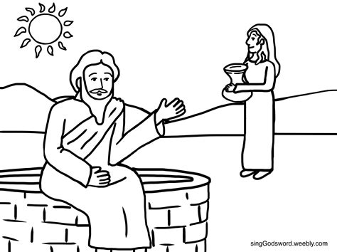 Jesus And Samaritan Woman Coloring Page