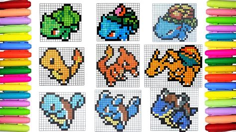 Minecraft Pixel Art Pokemon Grid Starters