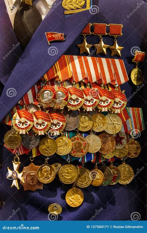Different Awards Orders And Medals On The Russian Army Uniform Memory