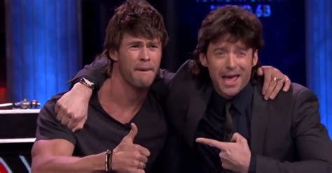 Hugh Jackman Chris Hemsworth Make Mullets Sexy On Tonight Show Cbs