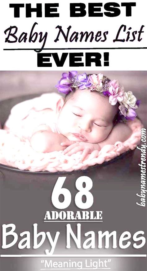 68 Adorable Baby Girl And Boy Names Meaning Light In 2020 Baby Name
