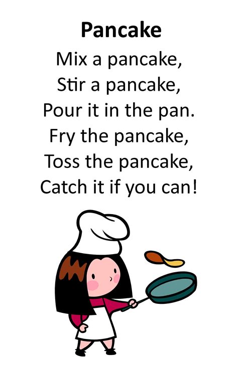 But the best short rhyming poems are examples of why the classic style is still so universal. Itty Bitty Rhyme: Pancake | Kids poems, Songs for toddlers ...