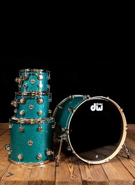 Dw Collectors Series 4 Piece Drum Set Teal Glass Free Reverb