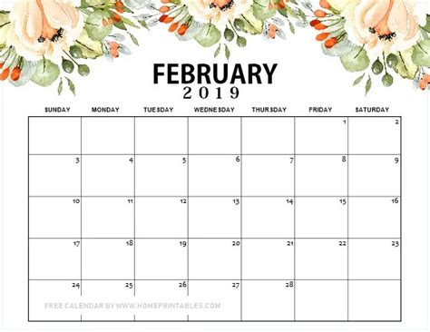 12 Free Printable February 2019 Calendar To Love All Pretty
