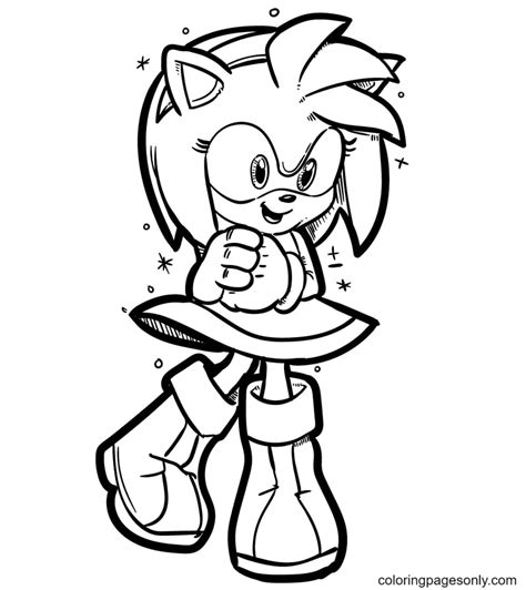 Amy Rose Secretly Loves Sonic Coloring Page Free Printable Coloring Pages
