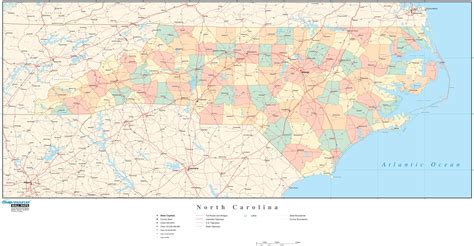 Map Of The Counties In Nc Middle East Political Map