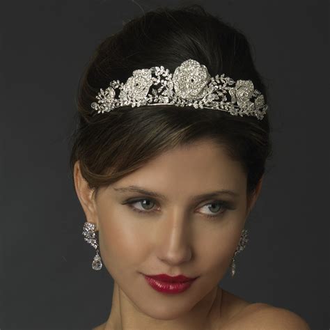 Fleur Rose Tiara Headpiece Elegant Bridal Hair Accessories