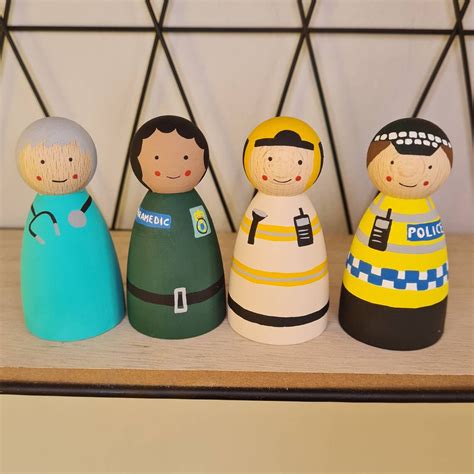 People Who Help Us Peg Dolls Emergency Services Wooden Etsy