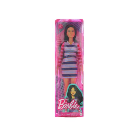 Muñeca Barbie Fashionista 147 Castaña Con Vestido De Rayas Mattel
