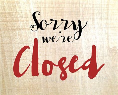 Printable Sorry Were Closed Rustic Sign 8x10 By