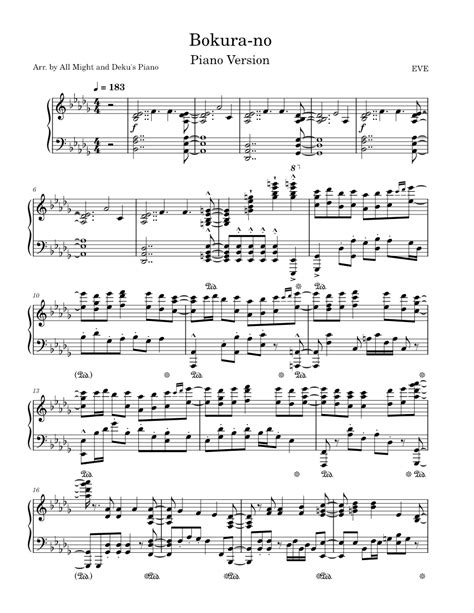 Bokurano Eve My Hero Academia S6 Op2 Full Solo Piano Version