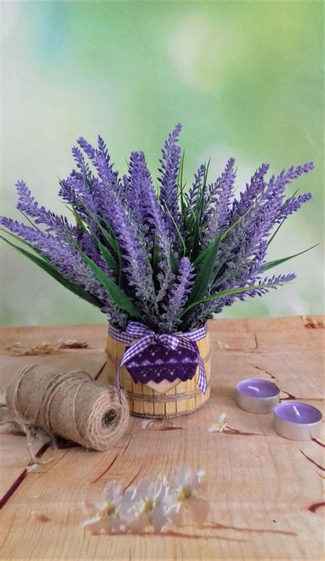Faux Lavender Flower Arrangement Artificial Lavender Floral Etsy