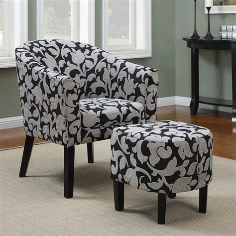 Black chairs have the ability to be as subtle or vibrant as you like. Black and White Barrel-Back Accent Chair With Ottoman - Contemporary - Armchairs And Accent ...