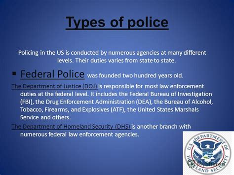 Law enforcement agency in the united states' department of justice that protects our communities from violent criminals, criminal organizations, the illegal use and. Презентация на тему: "POLICE IN THE USA. The New York City ...