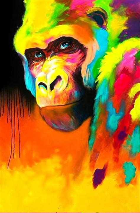 Gorillas Art Monkey Art Acrylic Paint Set Colorful Animals Arte Pop