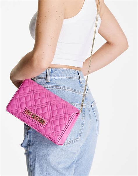 Love Moschino Quilted Crossbody Bag In Bright Pink Asos