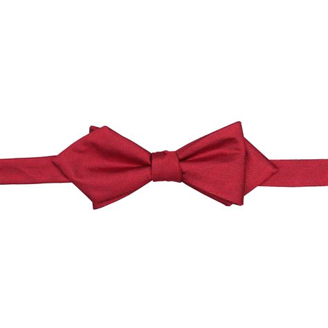 Red Herringbone Silk Self Tie Pointed Bow Tie James Alexander