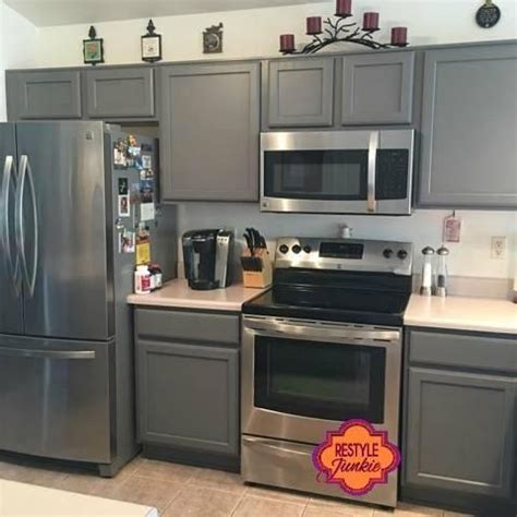 Once the final coat of stain is dry, you may want to apply a polyacrylic finish to seal the stain. Custom Gray Kitchen Cabinets | Grey kitchen cabinets, Grey ...