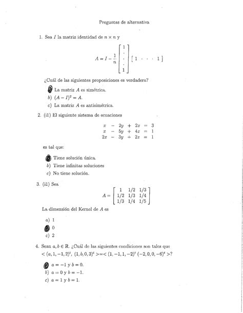 Examen Resuelto álgebra Lineal Primer Semestre 2012pdf Algebra