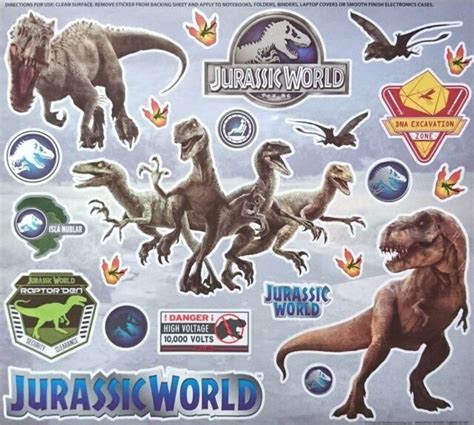 Jurassic World Giant Stickers 23ct Stick And Remove Anywhere School Use