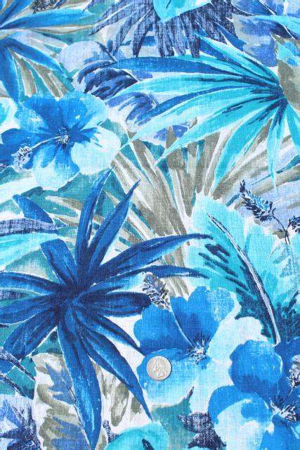 Vintage Fabric Lot Batik Tropical Ethnic Prints Shades Of Blue Cotton
