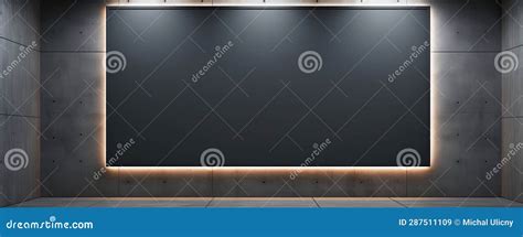 Blackboard In Grey Design Interior Blank Dark Frame On Wall Stock