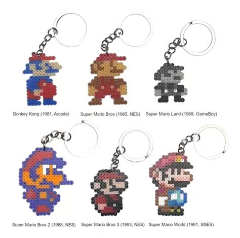 Pack 6 Llaveros Mario Bros Pixel Art Cuotas sin interés