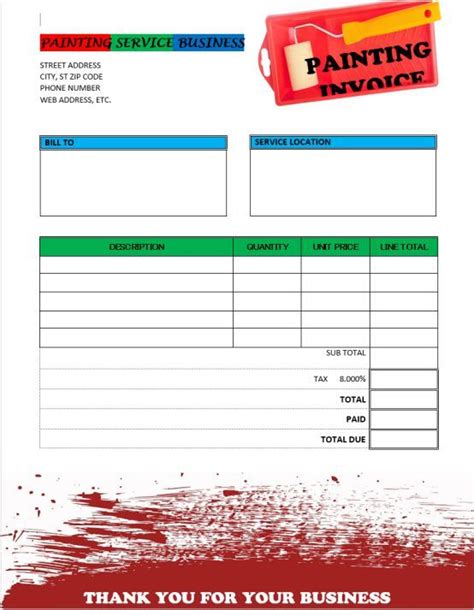 Sample Invoice For Painting Services The Document Template