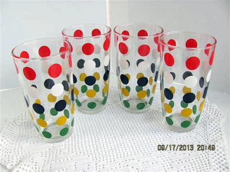 Polka Dot Drinking Glasses Made By Hazel Atlas Set Of 4 Etsy