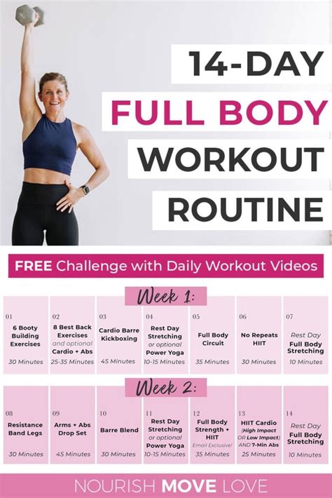 Free Day Full Body Workout Plan For Women Nourish Move Love