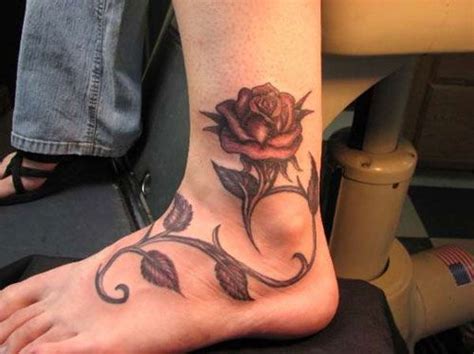 Amazing realistic red rose tattoo on foot. Pin on Ink
