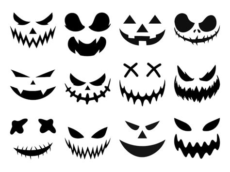 Premium Vector Set Of Scary Halloween Pumpkin Or Ghost Faces Vector