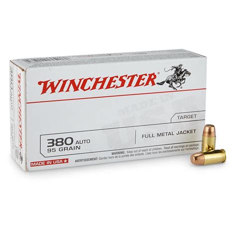 Winchester 380 Acp Fmj 95 Grain 50 Rounds 12043 380 Acp Ammo