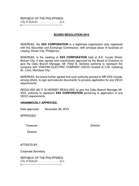 Can you give me a sample business letter. Sample Board Resolution