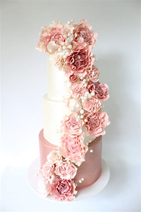 Rose Gold Blush Wedding Cake Aidas Sweet Treats