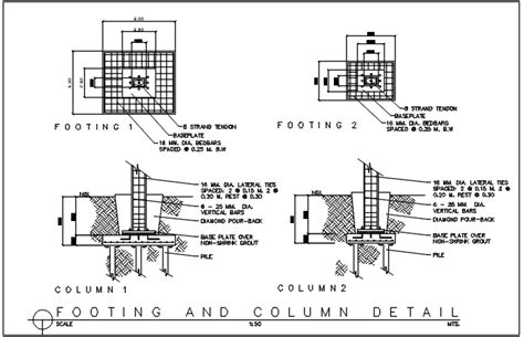 Footing And Column Plan And Section Plan Detail Dwg File Cadbull